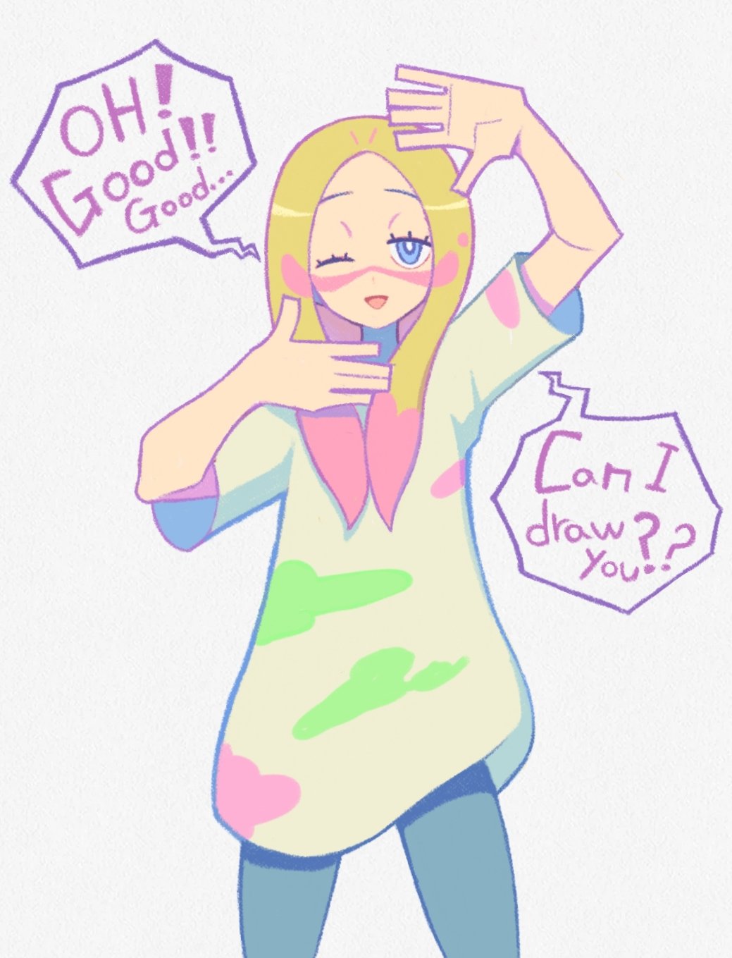 1girl, arms_up, black_legwear, blonde_hair, blue_eyes, cowgirl_position, denaseey, facepaint