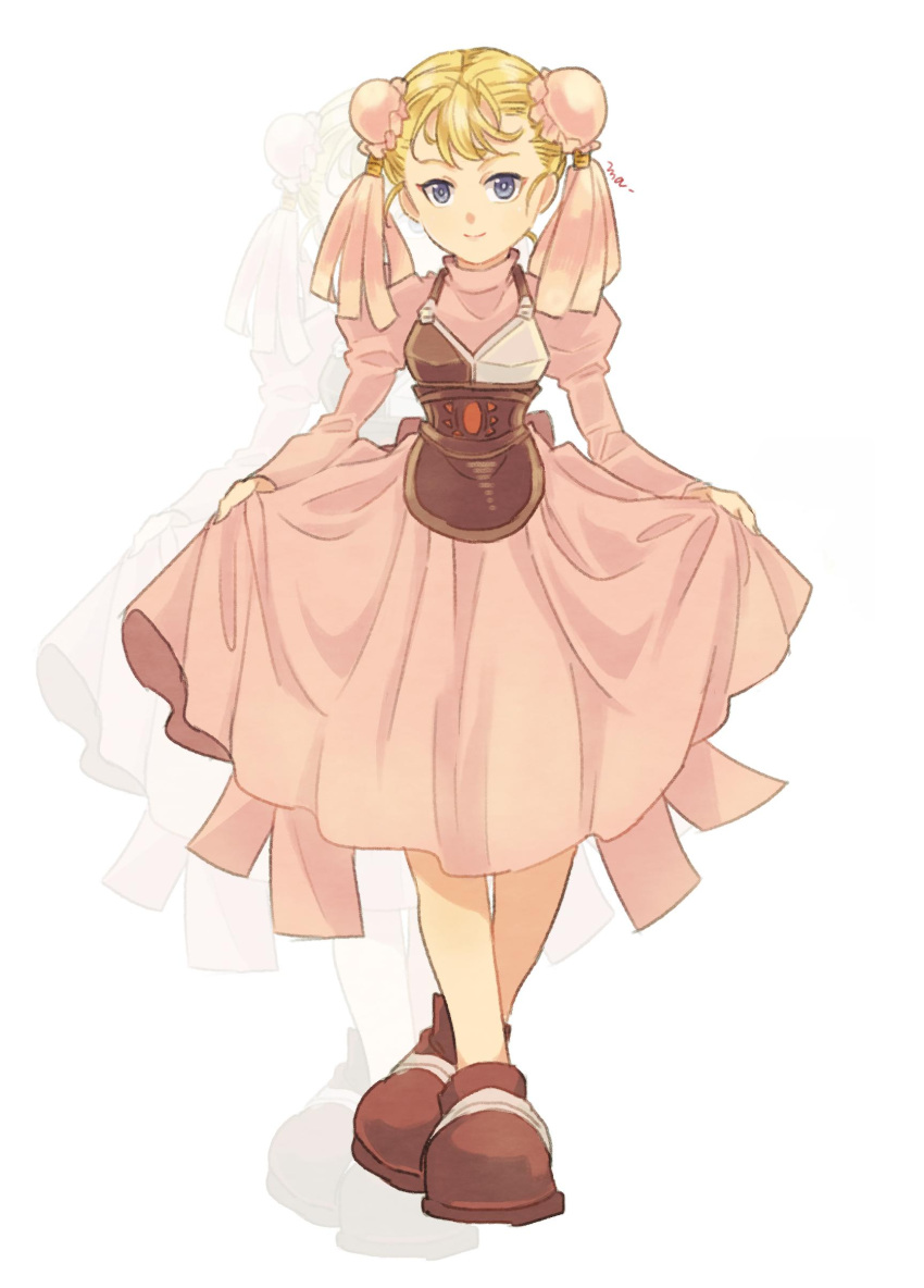 1girl, absurdres, armor, blonde_hair, blue_eyes, bun_cover, chrono_cross, closed_mouth