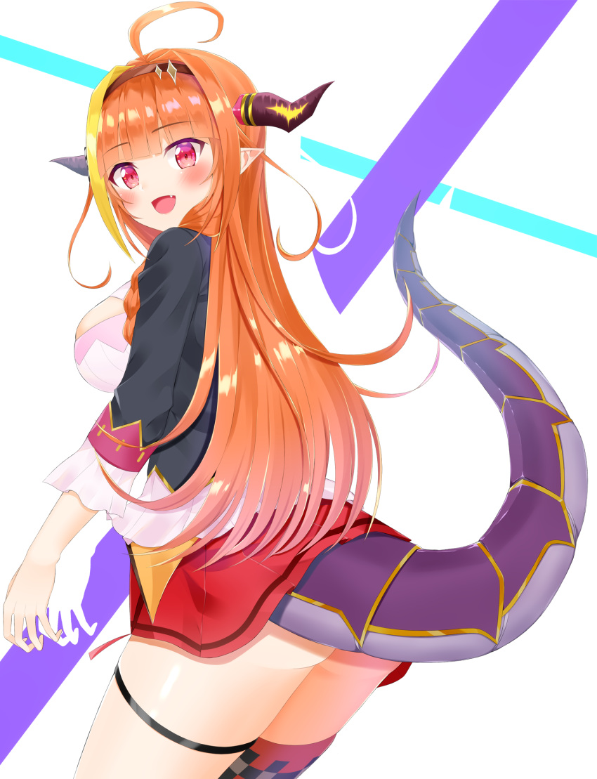 1girl, :d, ahoge, ass, blush, bow, braid, breasts