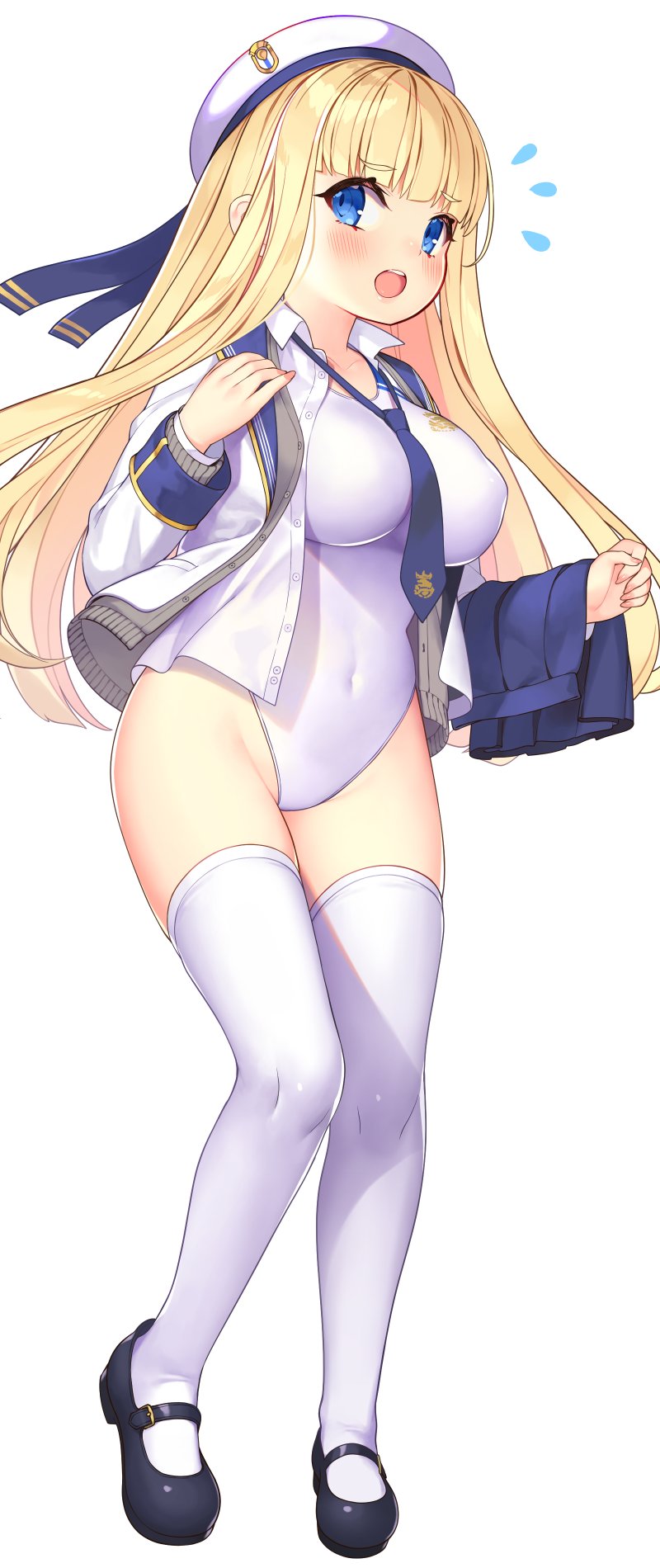 /\/\/\, 1girl, azur_lane, bangs, black_footwear, blonde_hair, blue_eyes, blue_neckwear