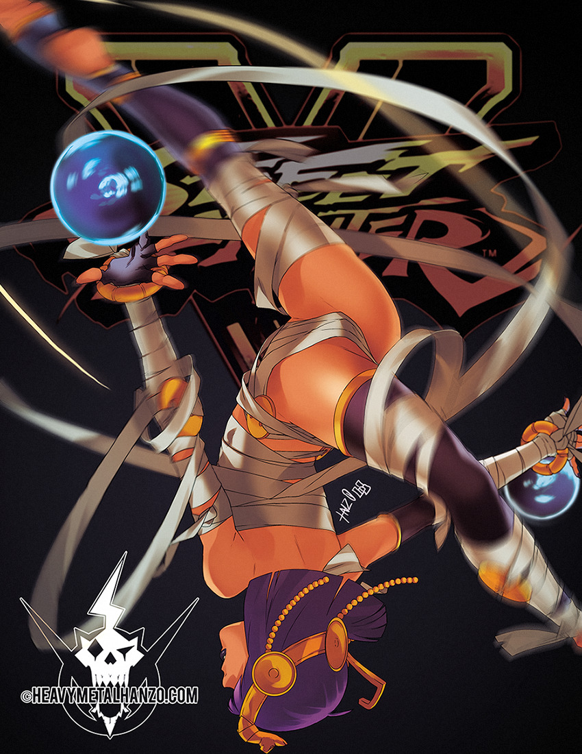 1girl, asymmetrical_clothes, bandages, bob_cut, circlet, crystal_ball, dark_skin, egyptian