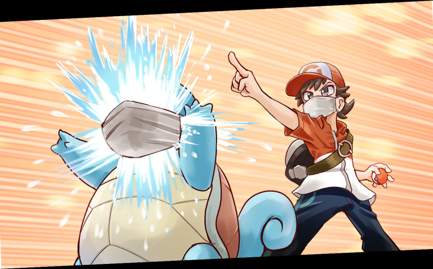 arms_up, backpack, bag, brown_eyes, brown_hair, chamaji, collared_shirt, commentary_request