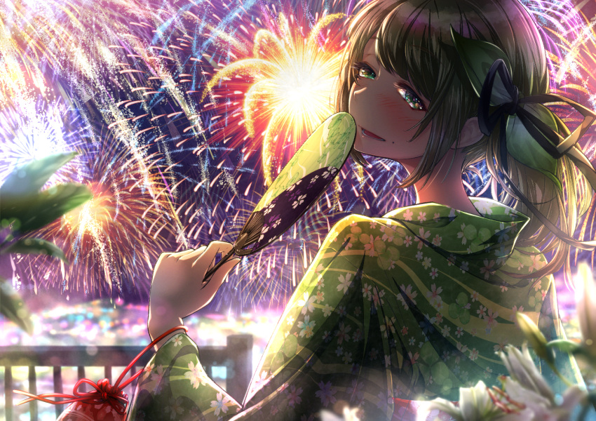 1girl, alternate_costume, backlighting, bangs, blurry_foreground, blush, brown_hair, cluseller