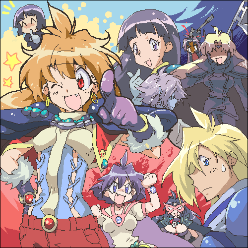 gourry_gabriev, lina_inverse, lowres, luna_inverse, naga_the_serpent, oekaki, slayers, sylphiel_nels_lahda