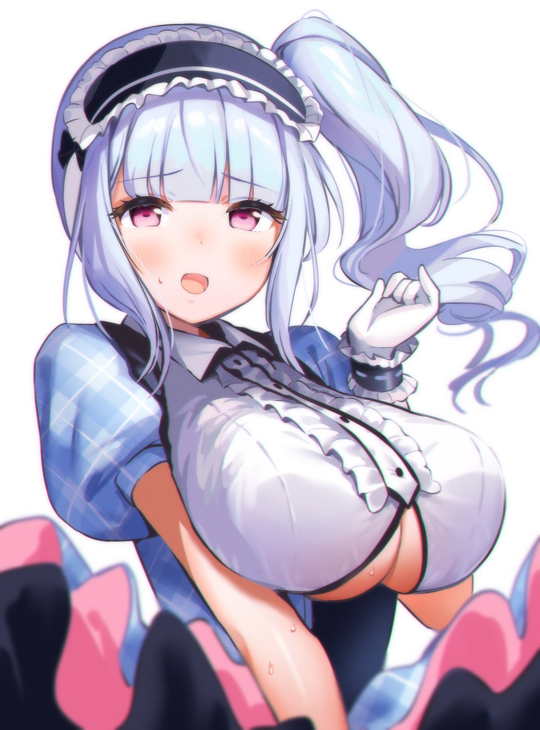 1girl, azur_lane, blurry, breasts, clothing_cutout, collared_shirt, depth_of_field, dido_(azur_lane)