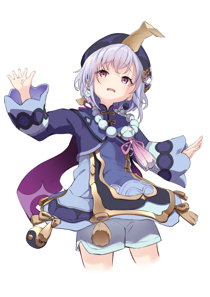 1girl, bangs, chinese_clothes, earrings, eyebrows_visible_through_hair, genshin_impact, hat, highres