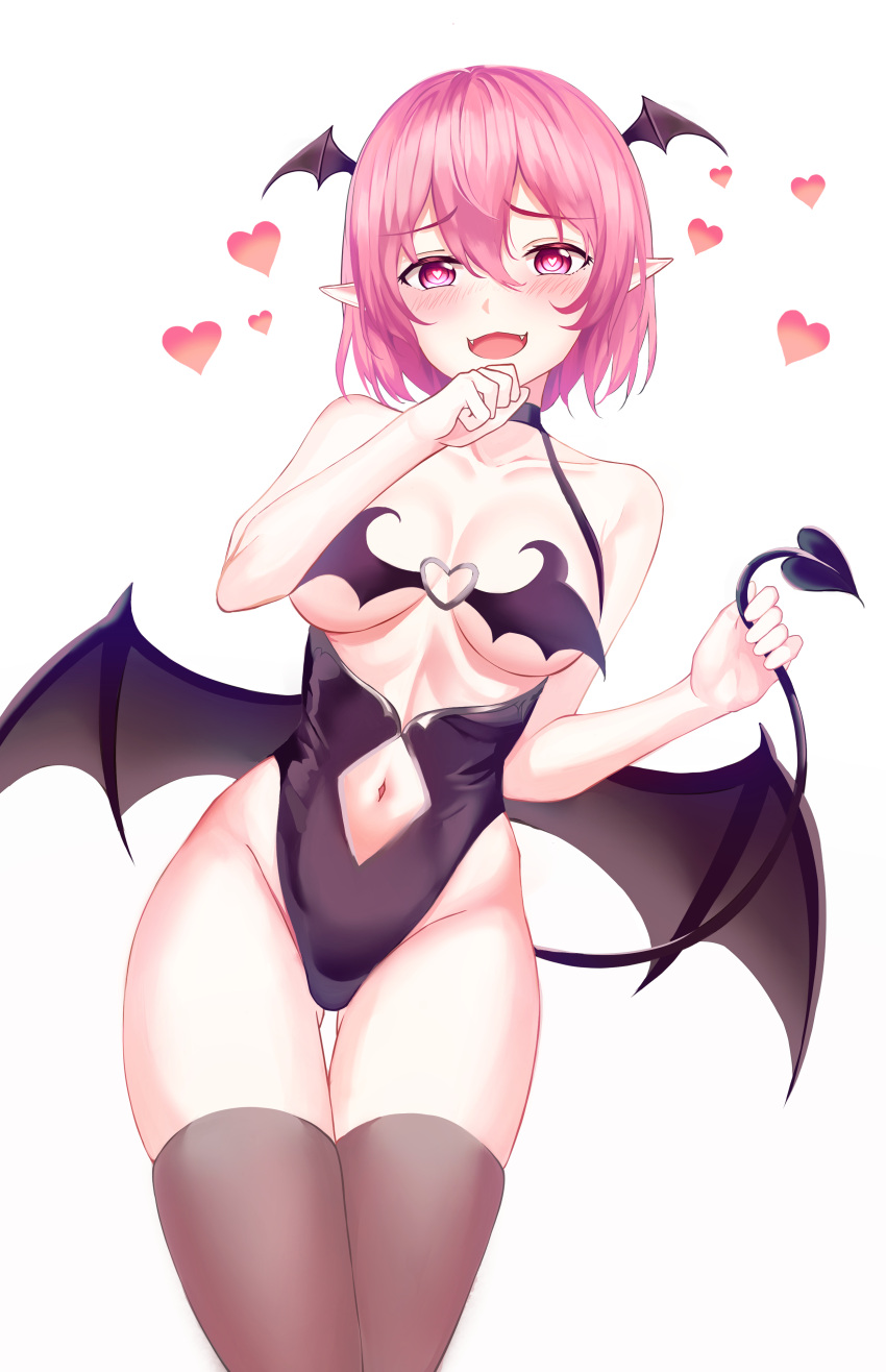 1girl, :d, absurdres, bare_arms, bare_shoulders, black_leotard, breasts, brown_legwear