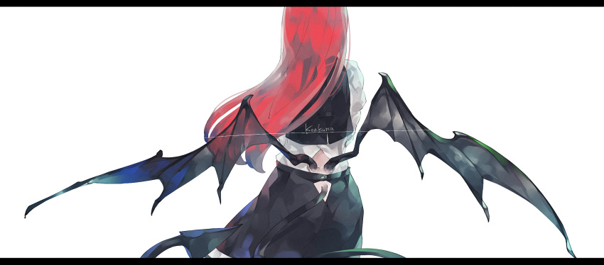 1girl, back_cutout, black_skirt, black_vest, character_name, clothing_cutout, cowboy_shot, demon_tail