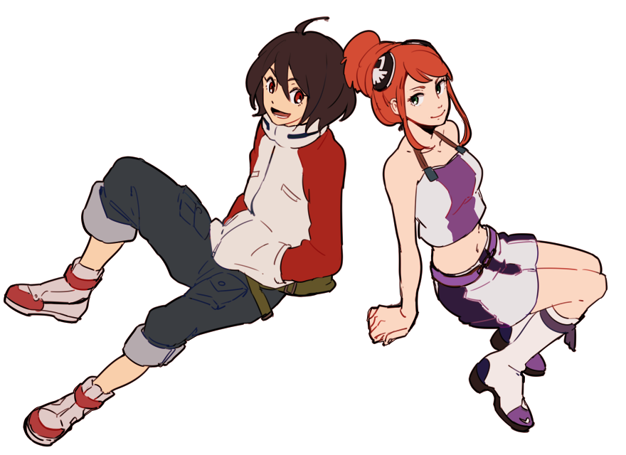 1boy, 1girl, aida_rayhunton, bellri_zenam, black_hair, cosplay, eureka_seven_(series), gundam