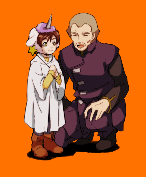 2boys, banagher_links, boots, brown_eyes, brown_hair, cardeas_vist, child, closed_eyes