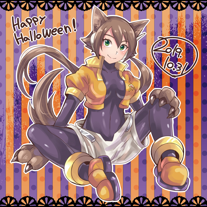 1girl, 2019, absurdres, adapted_costume, aile, aile_(mega_man_zx), alternate_color, animal_ears