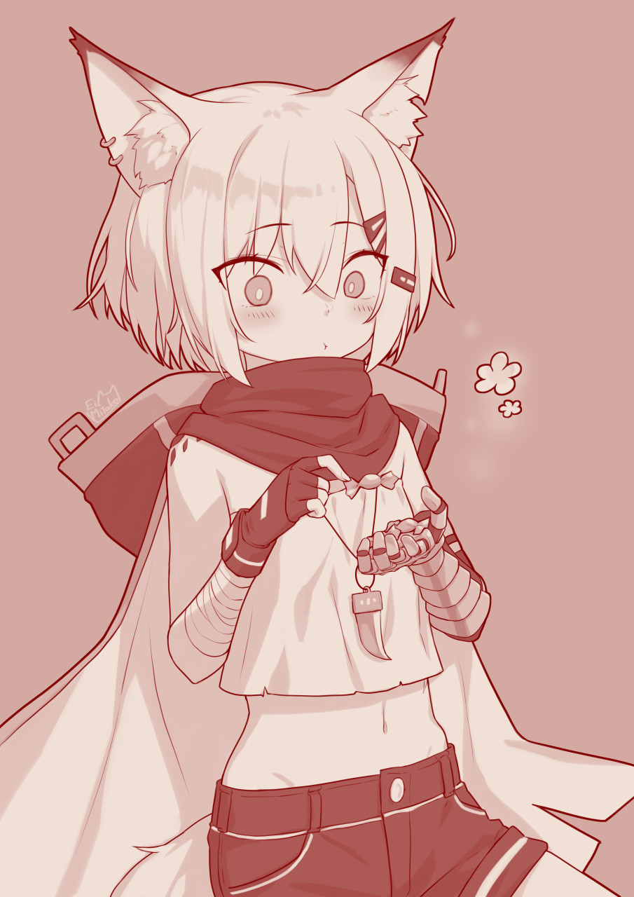 1girl, animal_ear_fluff, animal_ears, arknights, bandaged_arm, bandages, bangs, bare_shoulders
