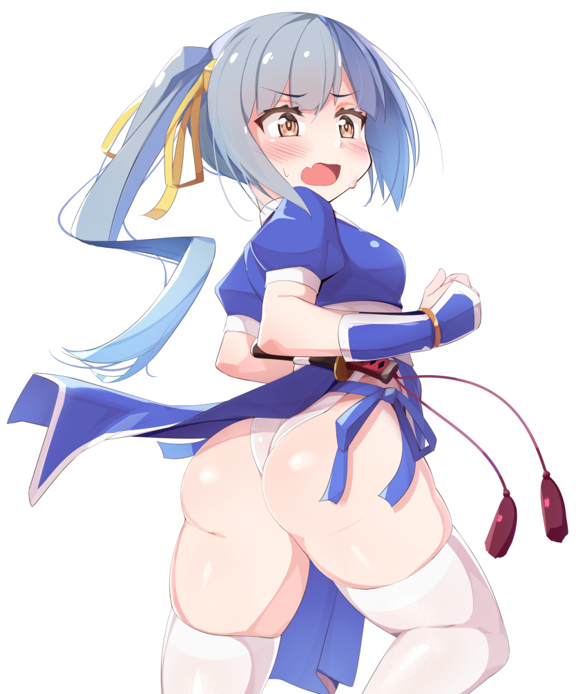1girl, absurdres, alternate_costume, ass, breasts, cosplay, crossover, grey_hair