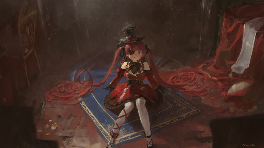 1girl, bandages, blush, breasts, eyepatch, gothic_lolita, hat, highres