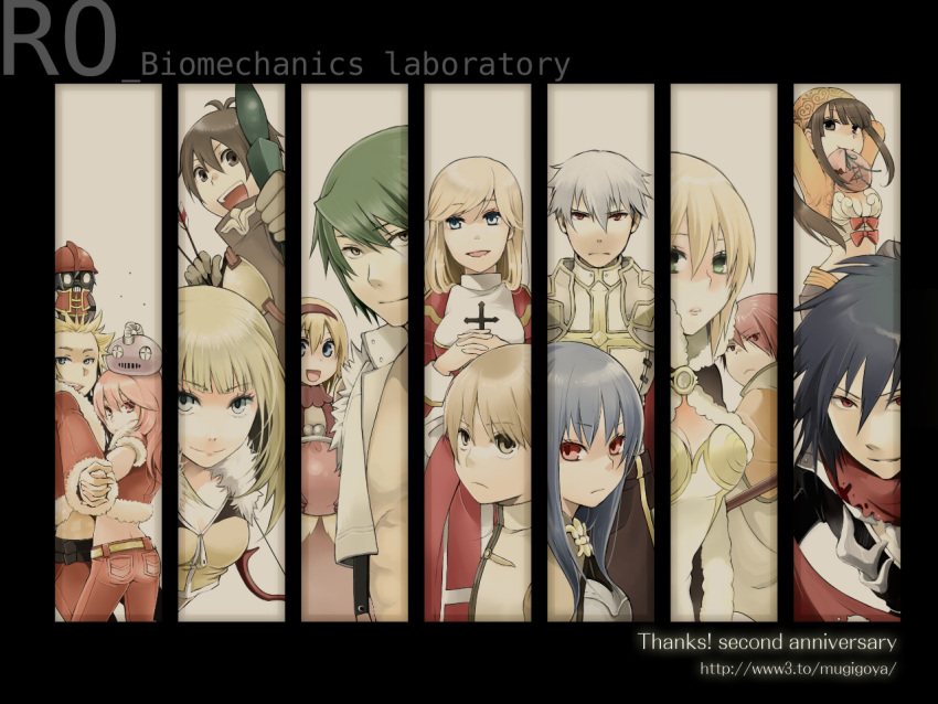 1other, 6+boys, 6+girls, acolyte_(ragnarok_online), ahoge, animal_on_head, archer_(ragnarok_online), armeyer_dinze