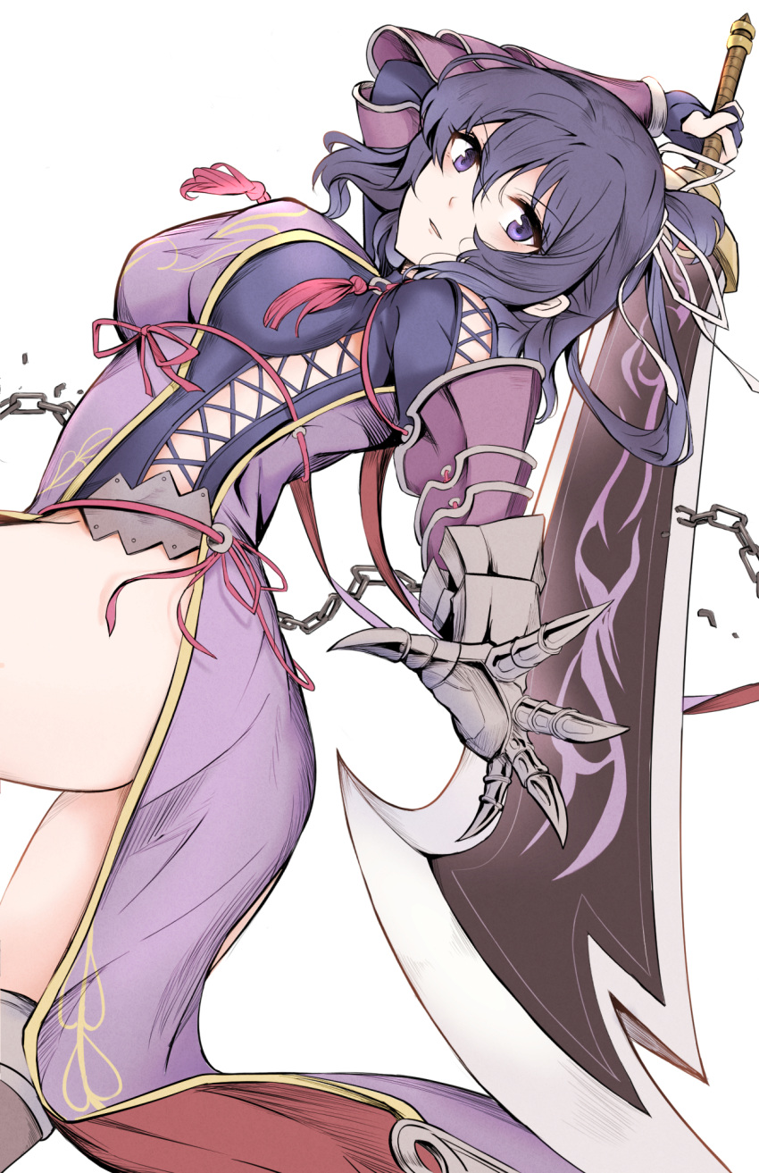 1girl, ao_no_kiseki, arm_guards, arm_up, ass, breasts, china_dress, chinese_clothes