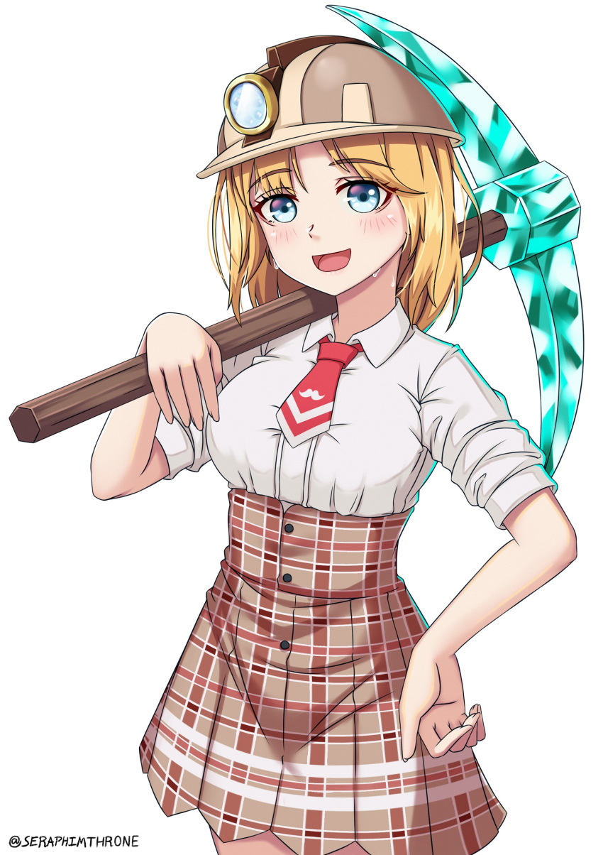 1girl, :d, artist_name, bangs, blonde_hair, blue_eyes, blush, breasts