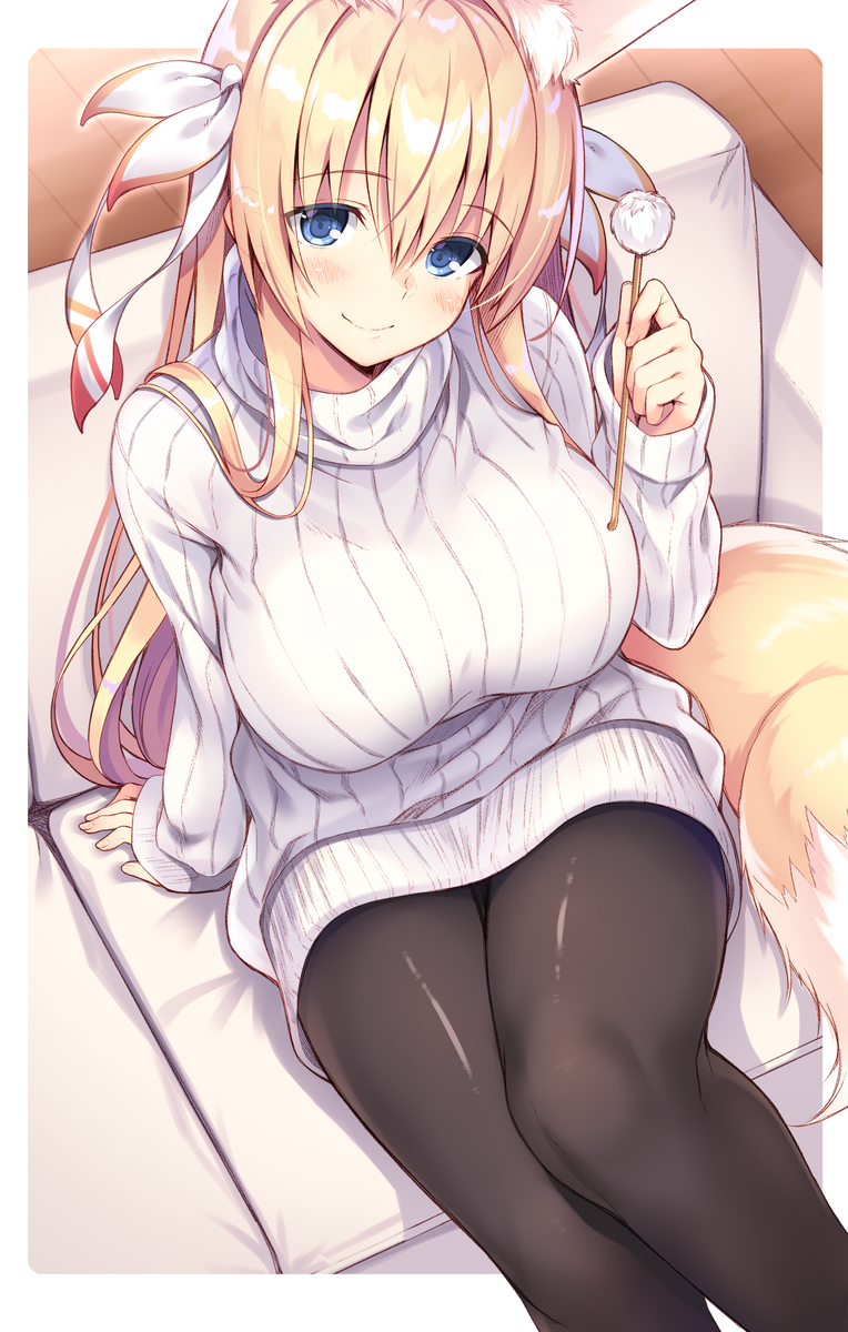 1girl, animal_ear_fluff, animal_ears, bangs, blonde_hair, blue_eyes, blush, breasts
