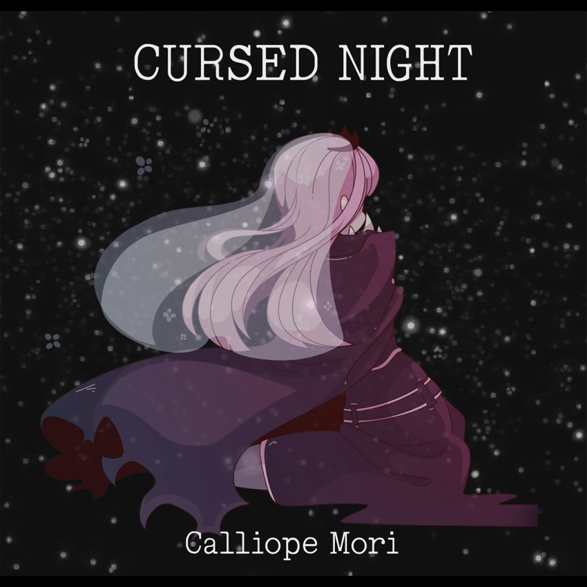 1girl, album_cover, character_name, cover, english_commentary, floating_hair, from_behind, highres, hololive, hololive_english, long_hair, mori_calliope, mori_calliope_(artist), official_art, pink_hair, sitting, solo, song_name, tiara, veil, virtual_youtuber