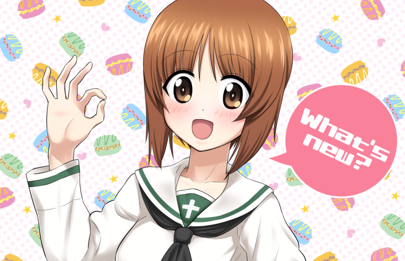 1girl, :d, bangs, black_neckwear, blouse, brown_eyes, brown_hair, commentary