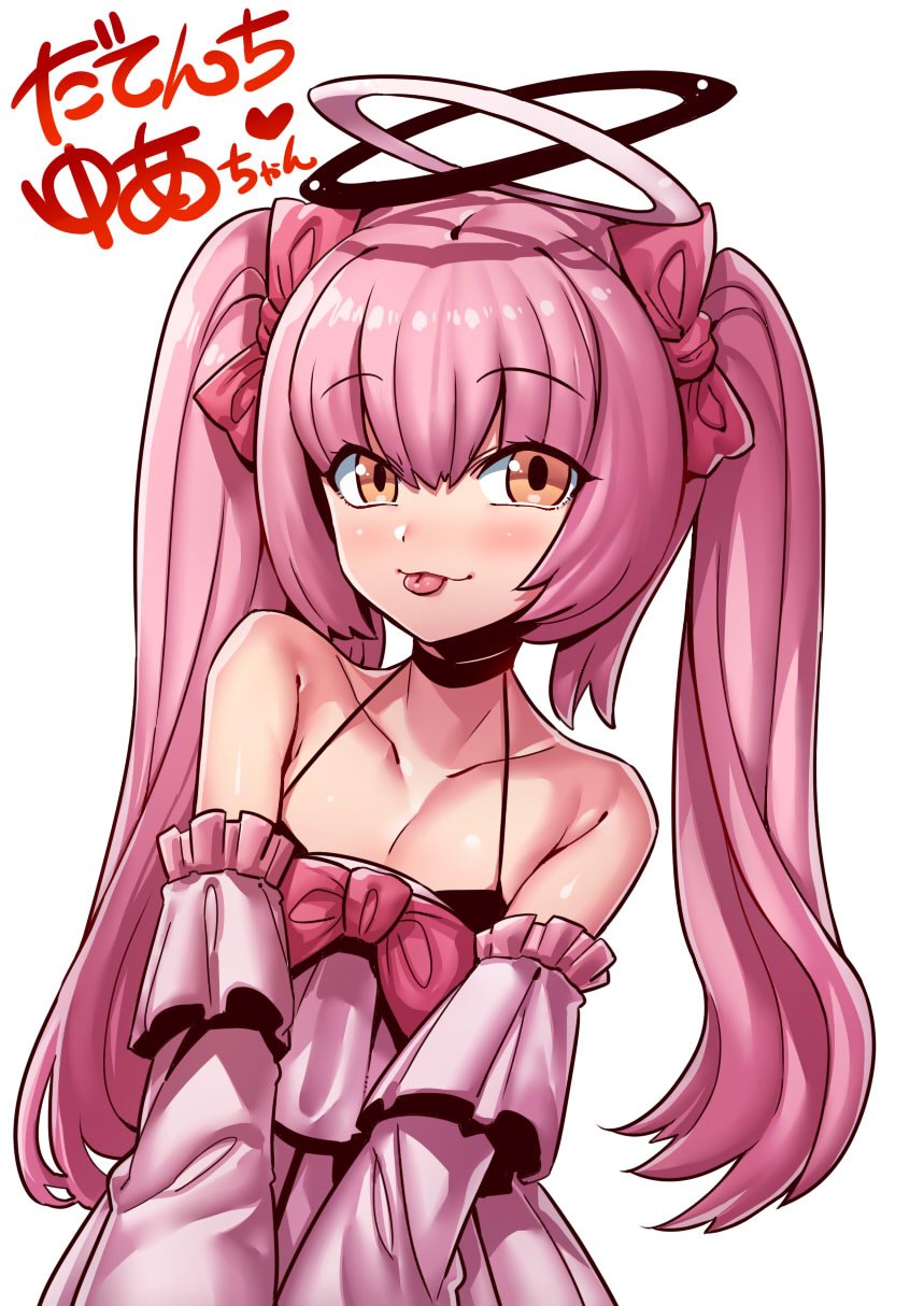 1girl, breasts, brown_eyes, choker, datenchi_yua, highres, long_hair, looking_at_viewer