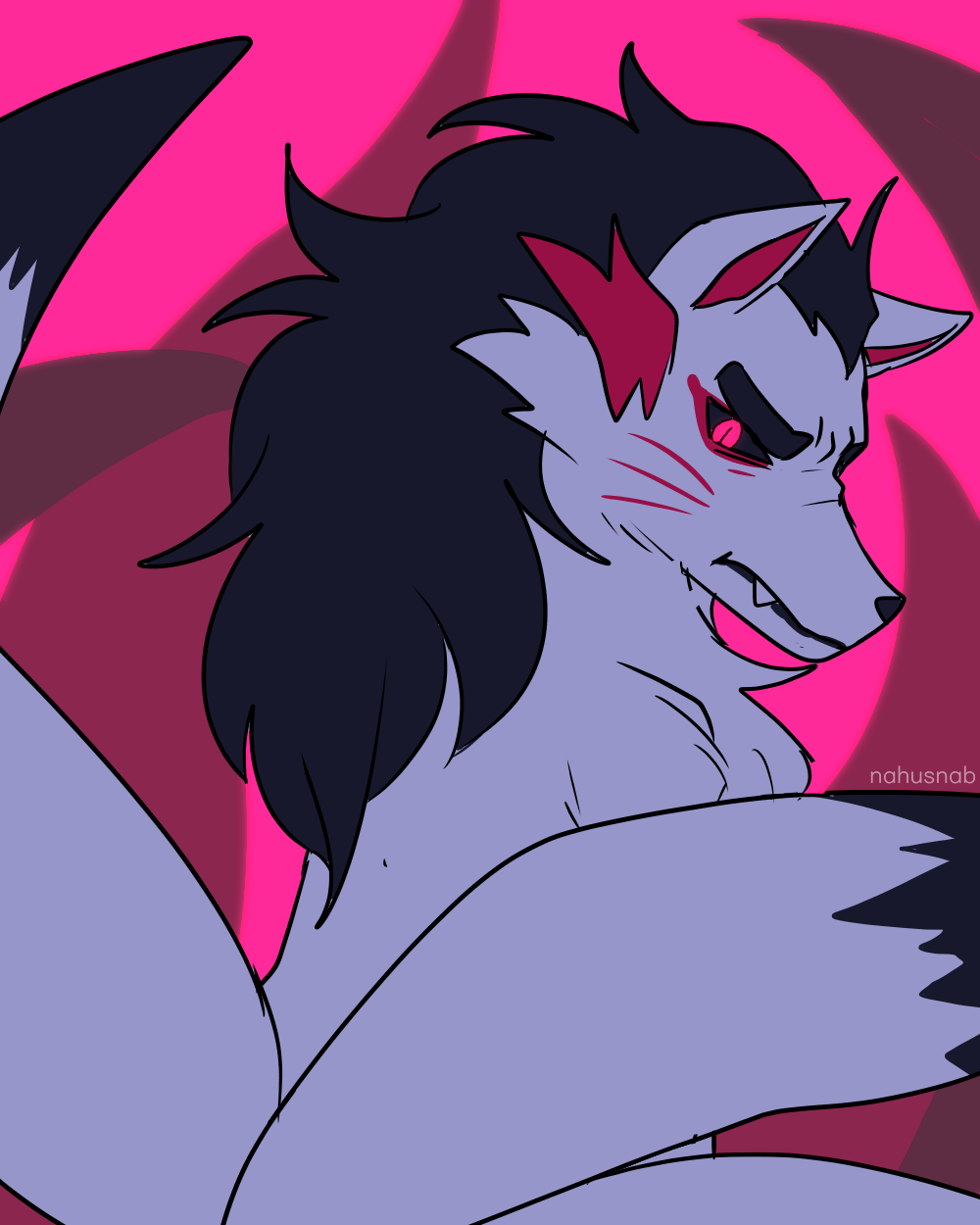 black_sclera, closed_mouth, fang, highres, kimetsu_no_yaiba, kitsune, mystery_(mystery_skulls), mystery_skulls