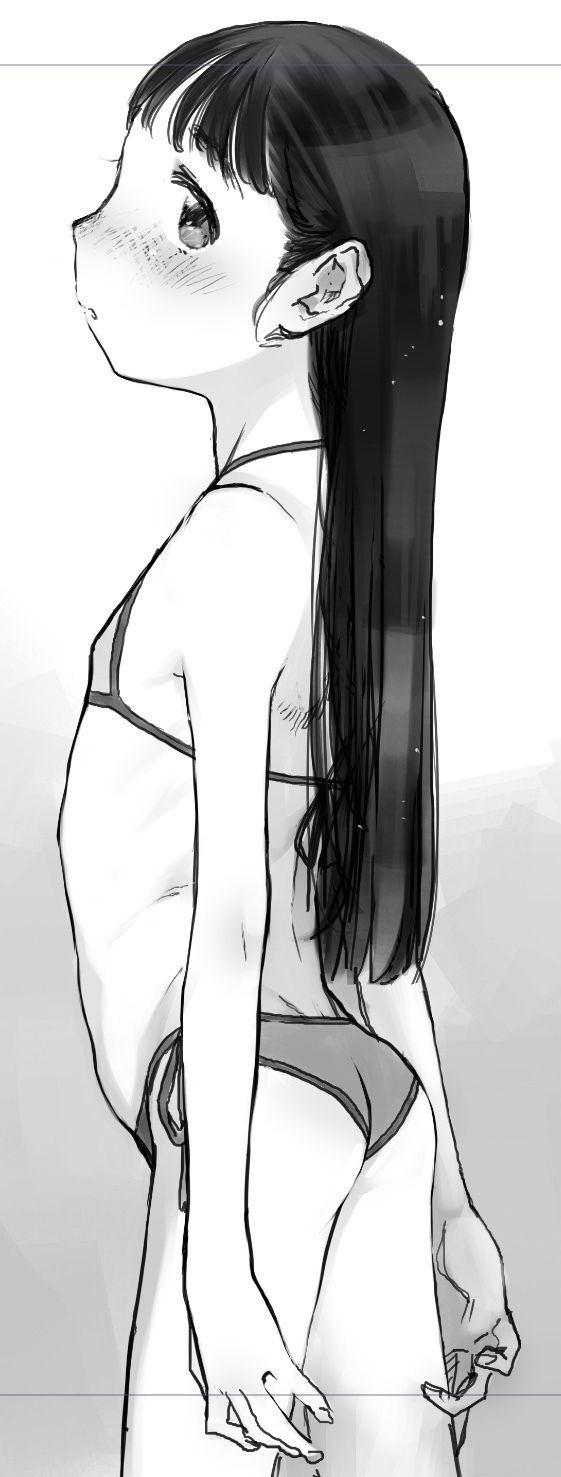 1girl, ass, bare_arms, bare_shoulders, bikini, child, cowboy_shot, flat_chest