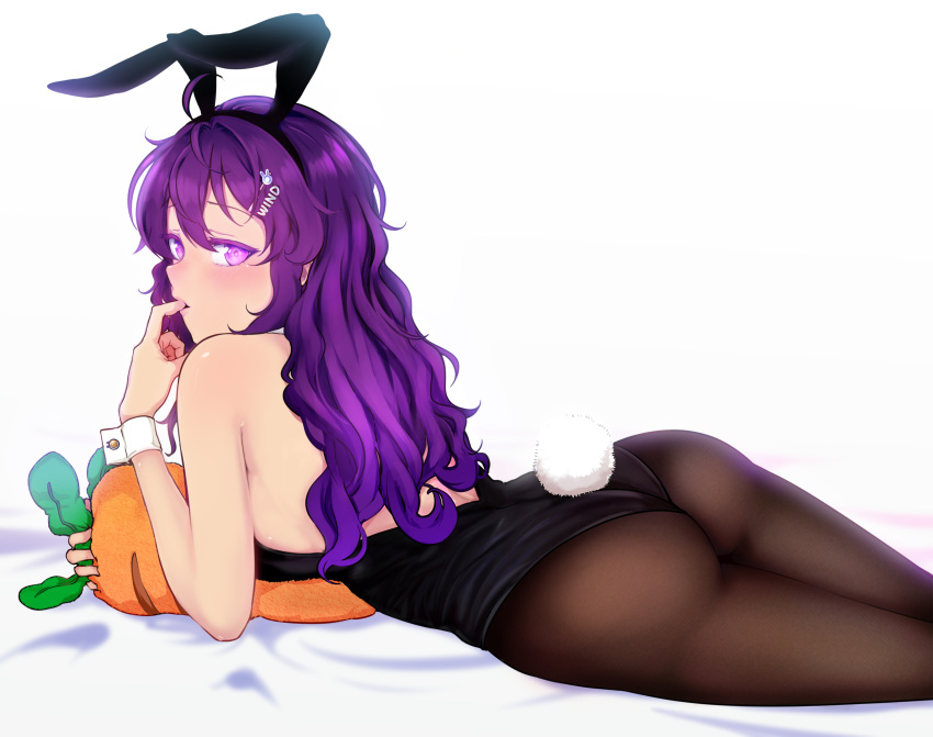 absurdres, animal_ears, ass, bangs, bare_back, bare_shoulders, beifeng_han, black_legwear