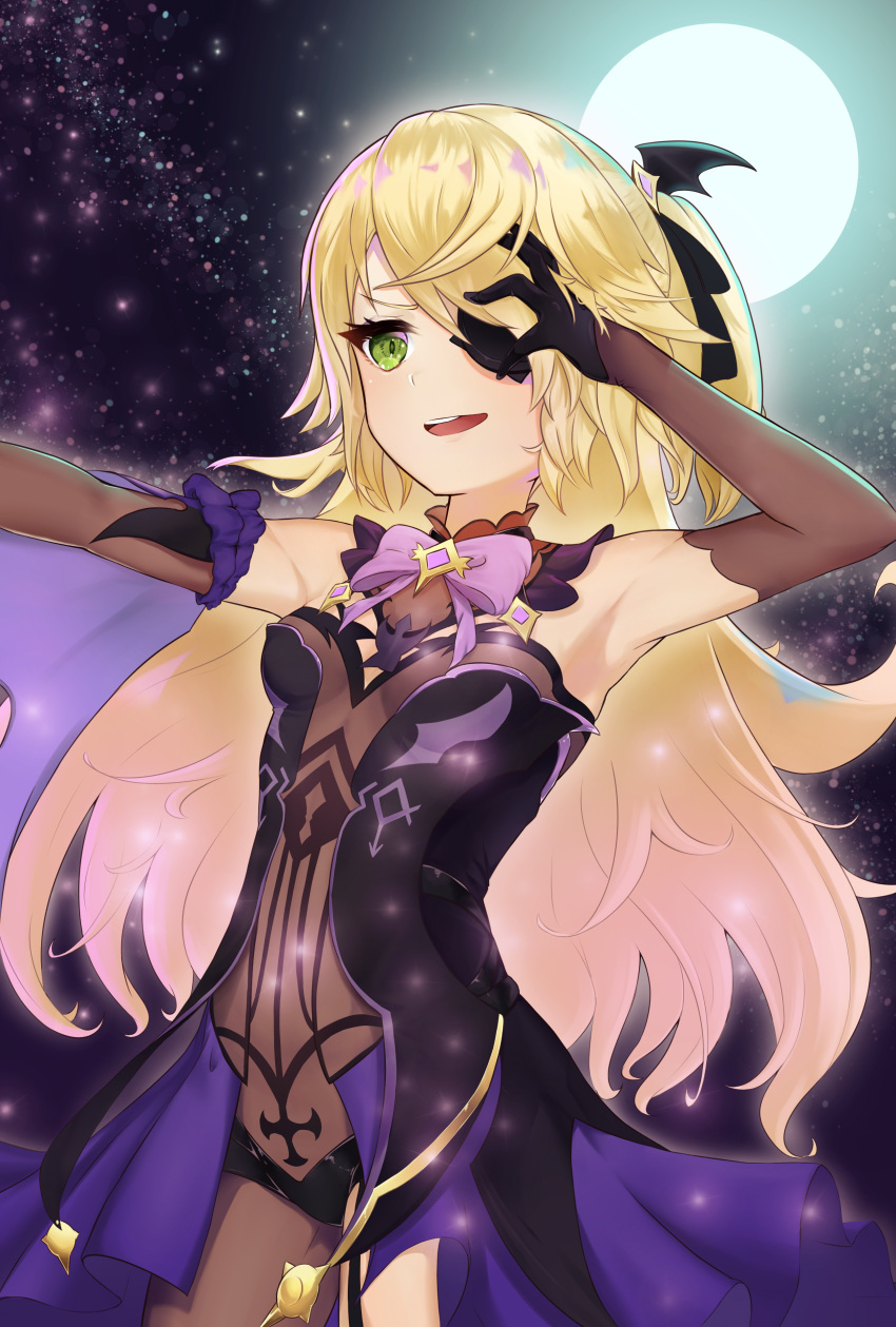 1girl, absurdres, blonde_hair, breasts, eyepatch, fischl_(genshin_impact), genshin_impact, green_eyes
