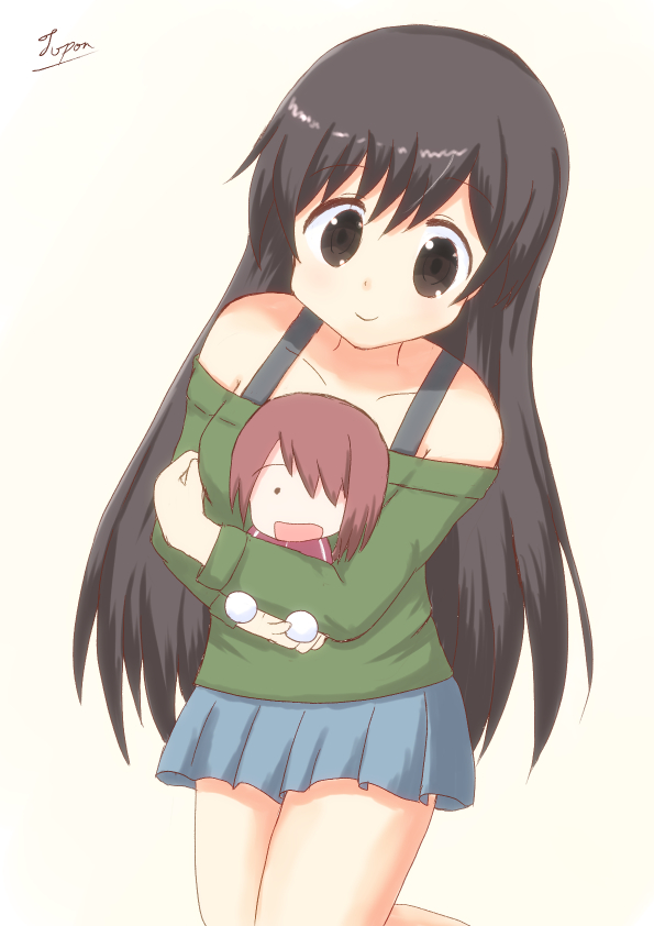 1girl, bangs, blue_skirt, blush, brown_hair, collarbone, eyebrows_visible_through_hair, green_sweater