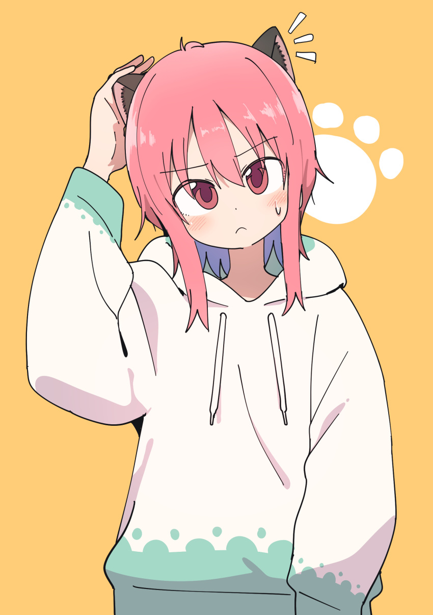 1girl, :<, absurdres, animal_ears, blush, bural_chingu, cat_ears, hair_between_eyes