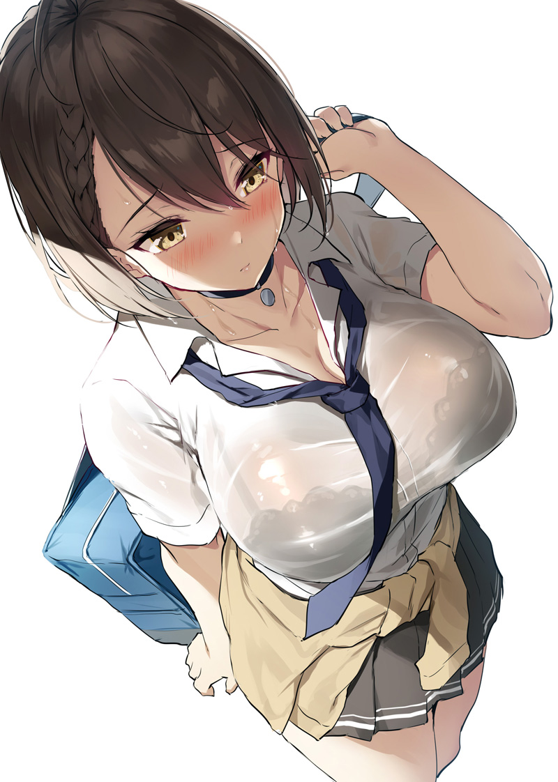 1girl, ahoge, azur_lane, bag, baltimore_(after-school_ace)_(azur_lane), baltimore_(azur_lane), bangs, black_neckwear