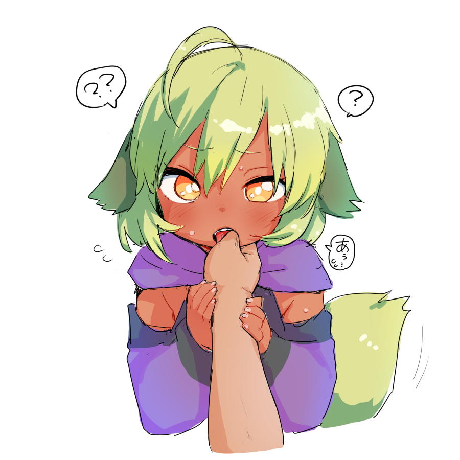 1girl, ?, ??, ahoge, animal_ears, bangs, blush, brown_eyes