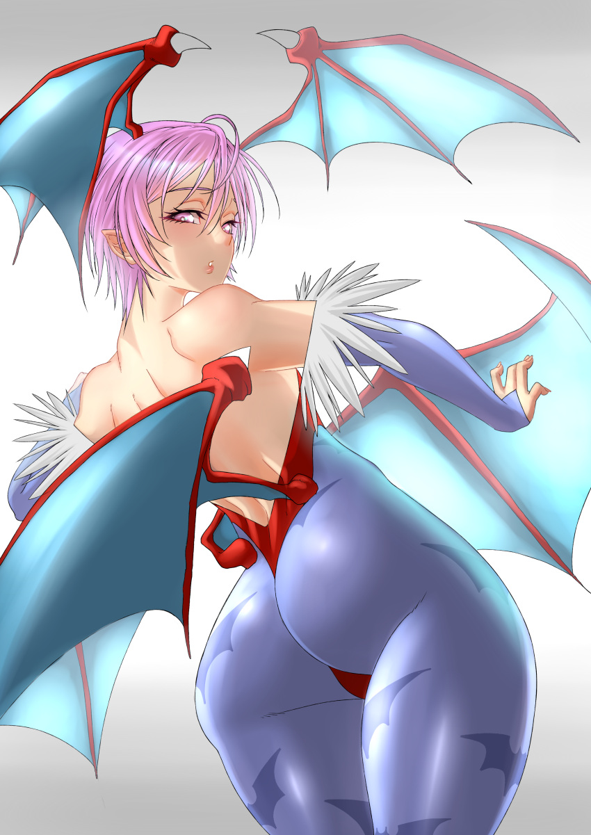 1girl, absurdres, anima_(togashi), animal_print, ass, bangs, bare_shoulders, bat_print