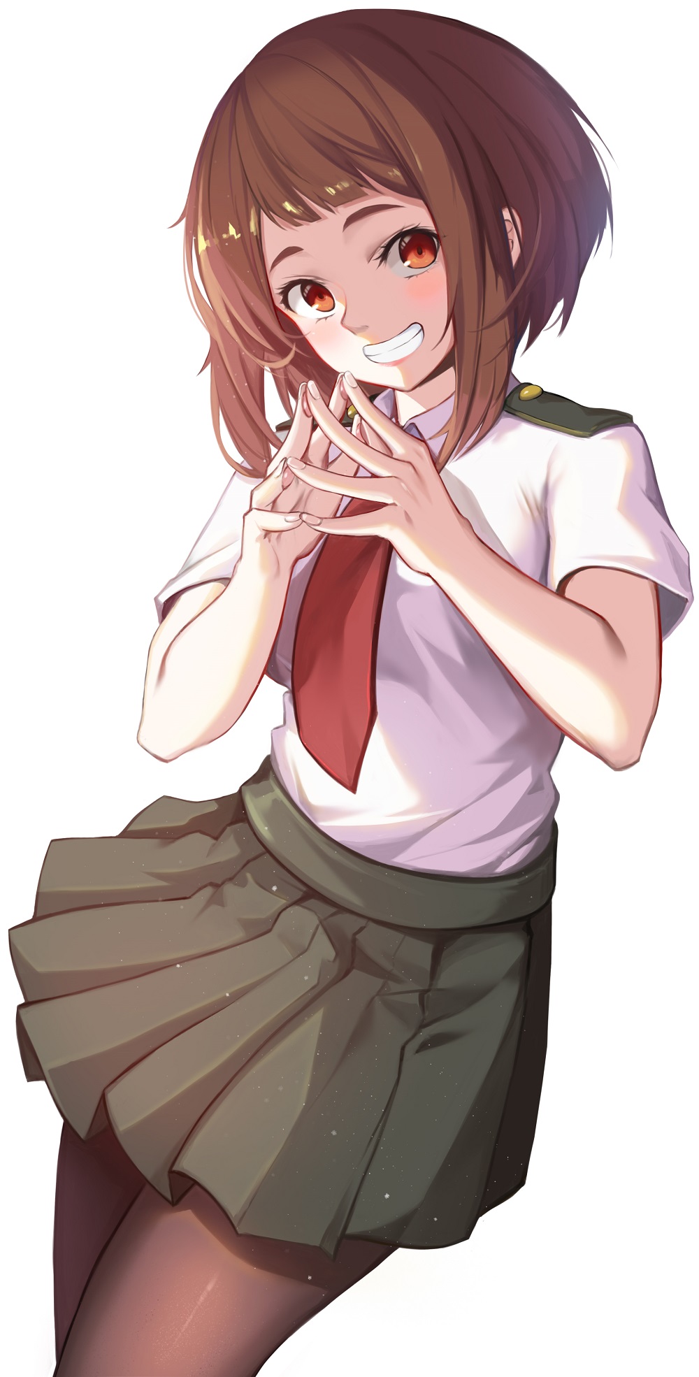 1girl, bangs, blunt_bangs, blush, blush_stickers, boku_no_hero_academia, breasts, brown_eyes