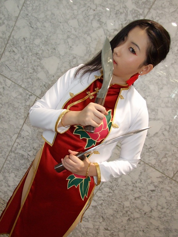 akoda_yae, asian, black_lagoon, chinadress, cosplay, female, girl, kukri_knives