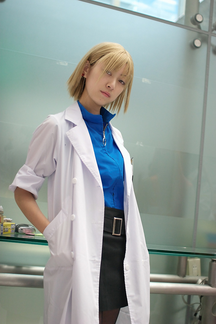 akagi_ritsuko, blonde_hair, cosplay, labcoat, manami, neon_genesis_evangelion