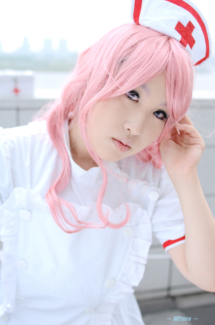apron, chunky, cosplay, haito, nurse, nurse_uniform, pink_hair, princess_princess