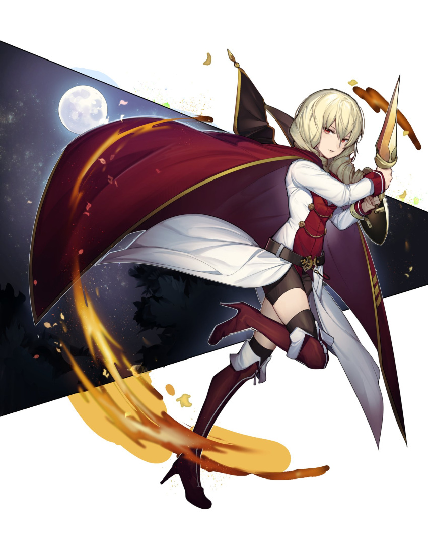 1girl, belt, belt_buckle, bike_shorts, black_legwear, blonde_hair, boots, buckle