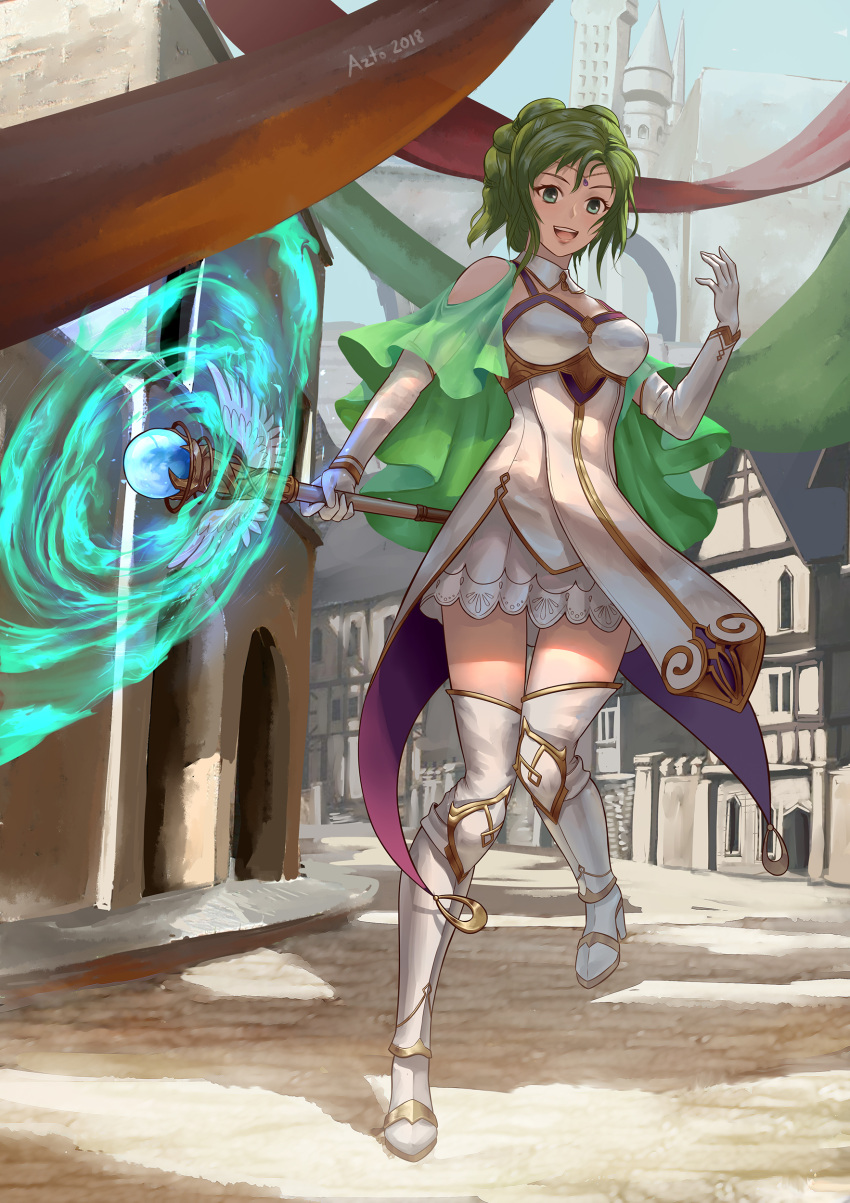 1girl, absurdres, azto_dio, bangs, boots, breasts, cape, day