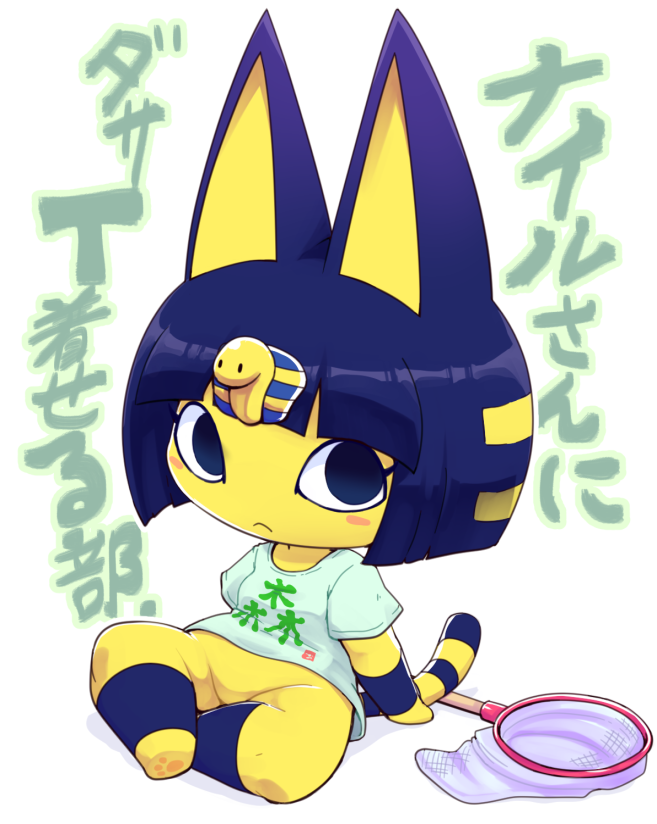 1girl, :<, animal_ears, blue_hair, blush, bob_cut, breasts, cat
