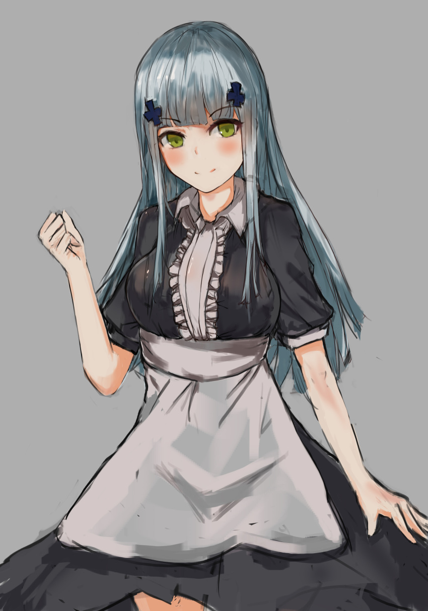 1girl, absurdres, apron, aqua_hair, bangs, blush, breasts, closed_mouth