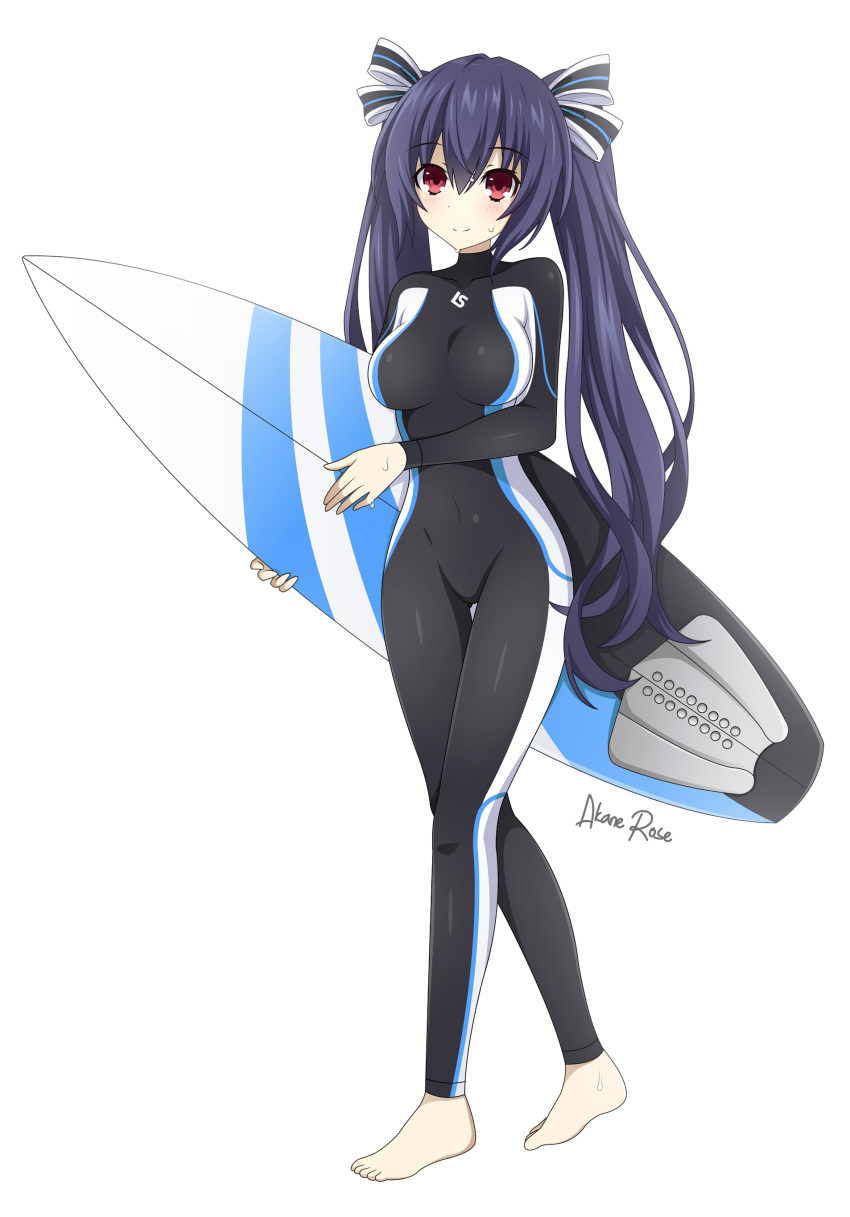 1girl, absurdres, akane_rose, artist_name, asymmetrical_legwear, black_hair, breasts, full_body