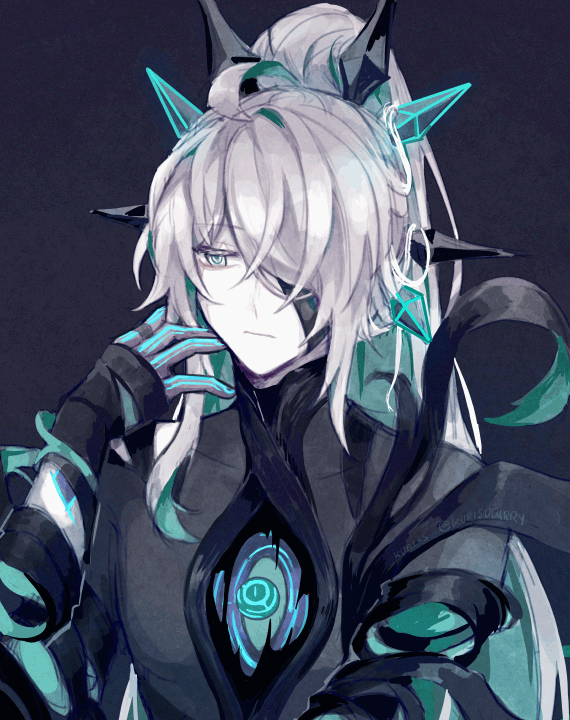 1boy, ahoge, ainchase_ishmael, animated, animated_gif, artist_name, black_gloves, blinking