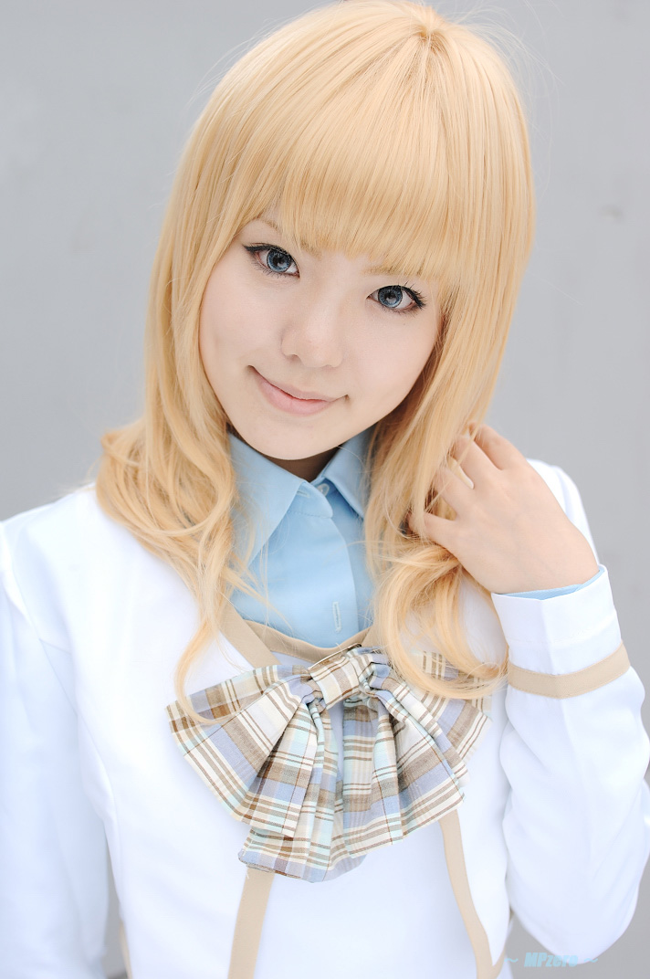 blue_eyes, cosplay, kneehighs, konohana_hikari, konohana_hikari_(cosplay), photo, school_uniform, smile