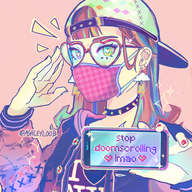 1girl, adjusting_eyewear, ashleyloob, backwards_hat, bangs, baseball_cap, blunt_bangs, choker