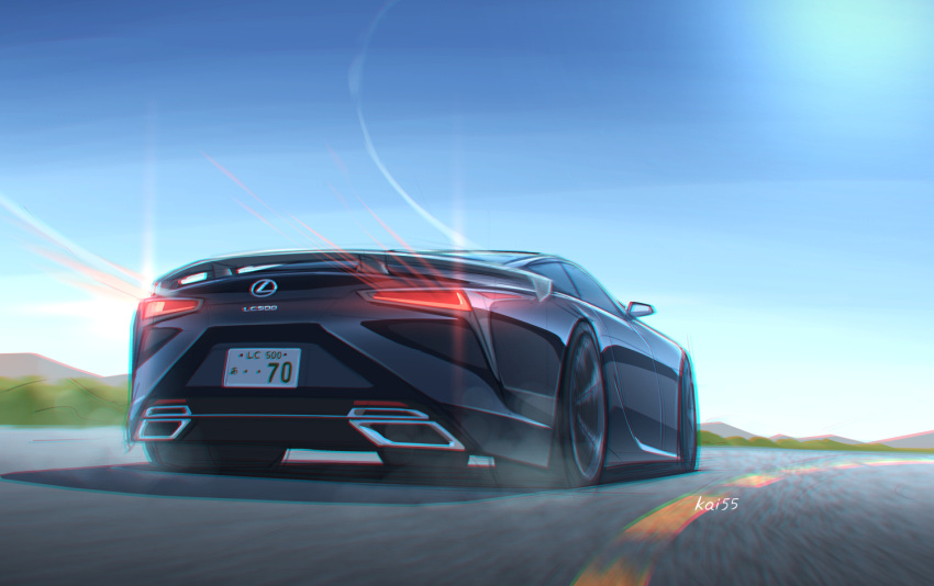 artist_name, car, driving, from_behind, ground_vehicle, kai55, lexus, lexus_lc