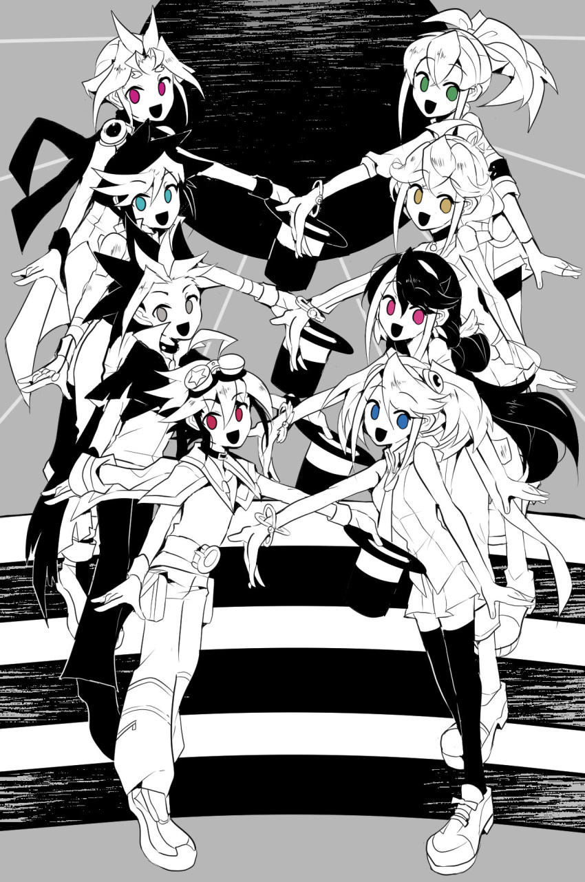 4boys, 4girls, bracelet, bracelet_girls, hat, highres, hiiragi_yuzu, jewelry