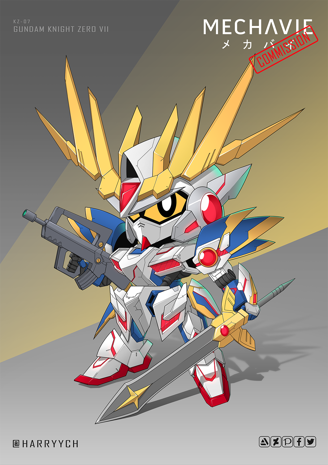 artist_name, assault_rifle, bullpup, chibi, commission, english_commentary, famas, fusion