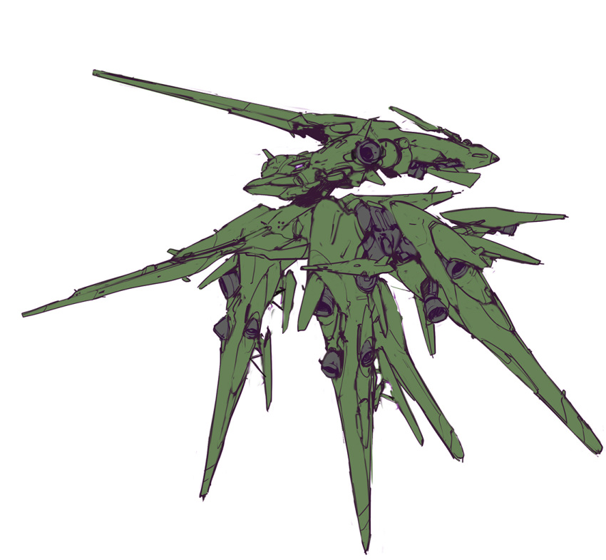 floating, inawata, looking_ahead, mecha, no_humans, original, science_fiction, shoulder_cannon